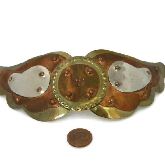1970 Hippie Buckle Modernist Brutalist Angel Wings